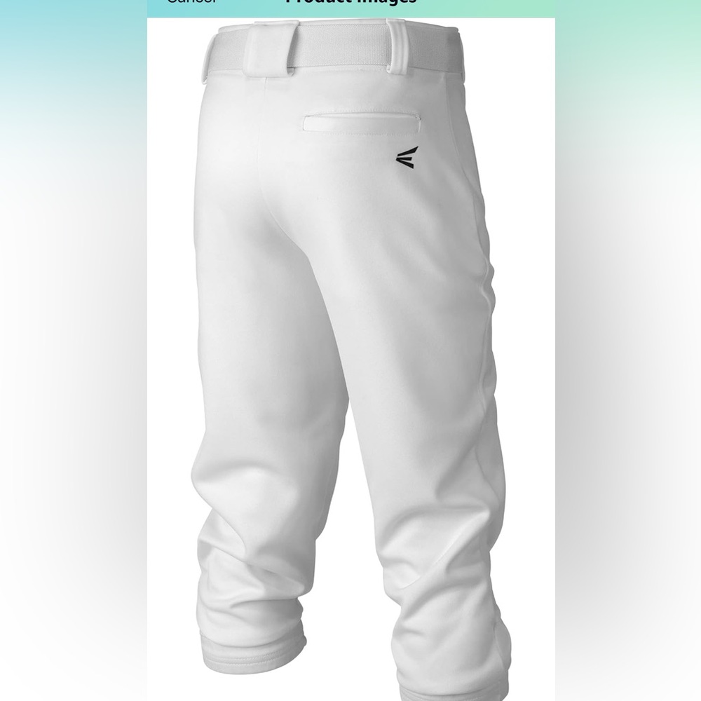 Easton PRO Pull Up Baseball Pant Series | Youth | Full Length | Elastic Bottom - Picture 2 of 8